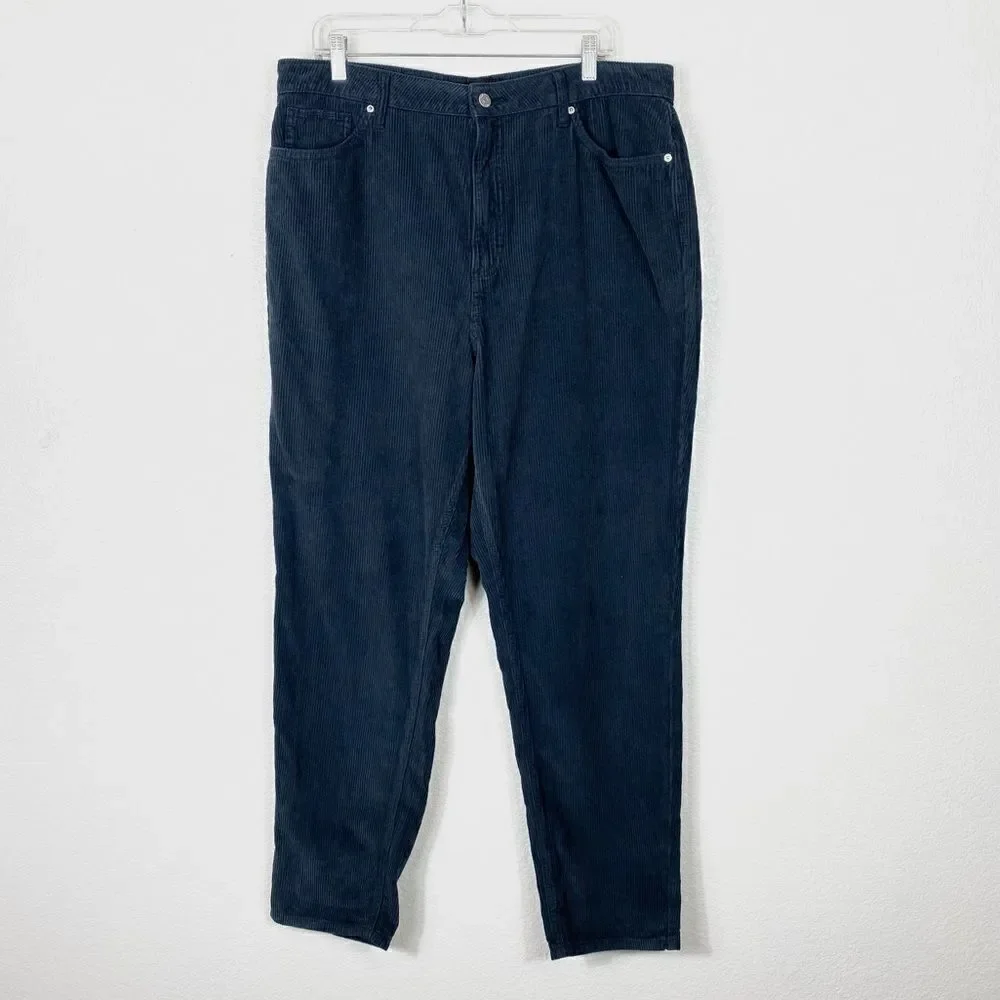 BDG Dark Navy Corduroy High Rise Mom Pants